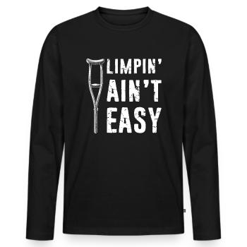 Gebrochenes Bein Spruch - Fraktur Gipsbein - Männer Premium Bio Langarmshirt - Schwarz - Vorne - Nico (187cm)