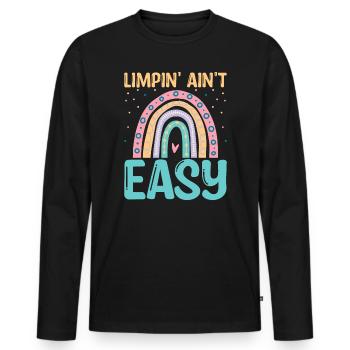 Gebrochenes Bein Spruch - Fraktur Gipsbein - Männer Premium Bio Langarmshirt - Schwarz - Vorne - Nico (187cm)
