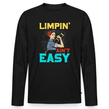 Gebrochenes Bein Spruch - Fraktur Gipsbein - Männer Premium Bio Langarmshirt - Schwarz - Vorne - Nico (187cm)