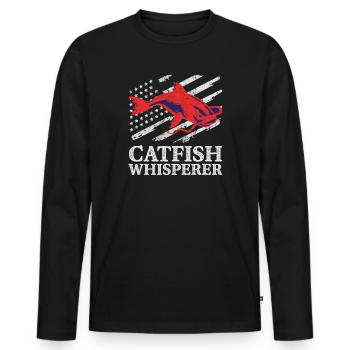 Catfish Whisperer - Wels Catfish Hunter - Männer Premium Bio Langarmshirt - Schwarz - Vorne - Nico (187cm)