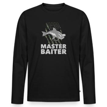 Master Baiter - Wels Catfish Hunter - Männer Premium Bio Langarmshirt - Schwarz - Vorne - Nico (187cm)
