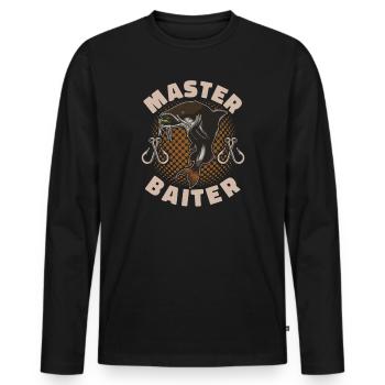 Master Baiter - Wels Catfish Hunter - Männer Premium Bio Langarmshirt - Schwarz - Vorne - Nico (187cm)