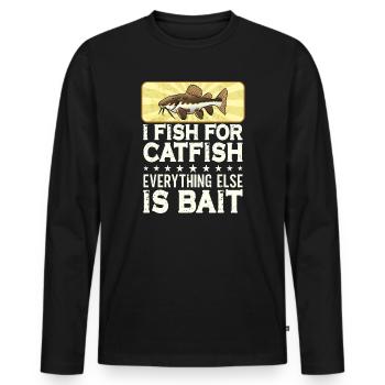 Ich fische Wels Alles andere ist Köder - Catfish - Männer Premium Bio Langarmshirt - Schwarz - Vorne - Nico (187cm)