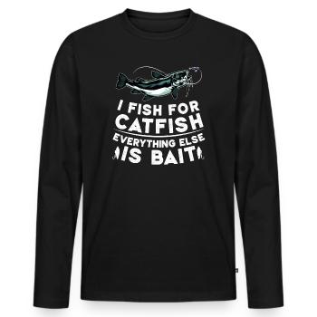 Ich fische Wels Alles andere ist Köder - Catfish - Männer Premium Bio Langarmshirt - Schwarz - Vorne - Nico (187cm)