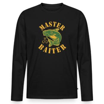 Master Baiter - Wels Catfish Angler Fischen Angeln - Männer Premium Bio Langarmshirt - Schwarz - Vorne - Nico (187cm)