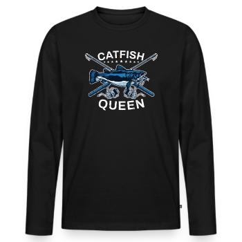 Wels Catfish Queen Fischerin Anglerin - Männer Premium Bio Langarmshirt - Schwarz - Vorne - Nico (187cm)