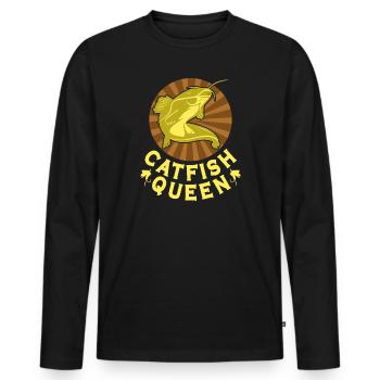Wels Catfish Queen Fischerin Anglerin - Männer Premium Bio Langarmshirt - Schwarz - Vorne - Nico (187cm)