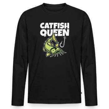 Wels Catfish Queen Fischerin Anglerin - Männer Premium Bio Langarmshirt - Schwarz - Vorne - Nico (187cm)