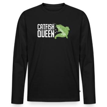 Wels Catfish Queen Fischerin Anglerin - Männer Premium Bio Langarmshirt - Schwarz - Vorne - Nico (187cm)