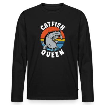 Wels Catfish Queen Fischerin Anglerin - Männer Premium Bio Langarmshirt - Schwarz - Vorne - Nico (187cm)