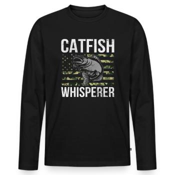Catfish Whisperer - Wels Catfish Hunter - Männer Premium Bio Langarmshirt - Schwarz - Vorne - Nico (187cm)