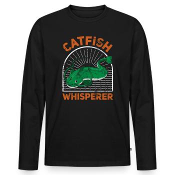 Catfish Whisperer - Wels Catfish Hunter - Männer Premium Bio Langarmshirt - Schwarz - Vorne - Nico (187cm)