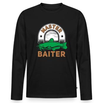 Master Baiter - Wels Catfish Hunter - Männer Premium Bio Langarmshirt - Schwarz - Vorne - Nico (187cm)