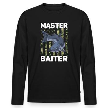 Master Baiter - Wels Catfish Hunter - Männer Premium Bio Langarmshirt - Schwarz - Vorne - Nico (187cm)