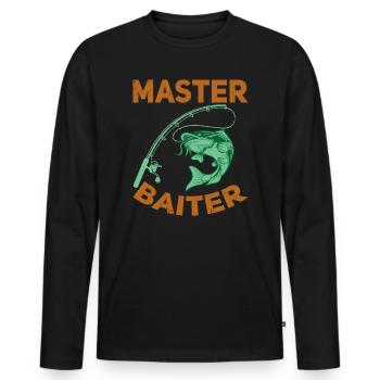 Master Baiter - Wels Catfish Hunter - Männer Premium Bio Langarmshirt - Schwarz - Vorne - Nico (187cm)