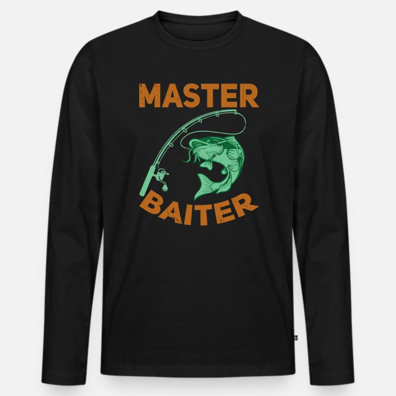 Master Baiter - Wels Catfish Hunter - Männer Premium Bio Langarmshirt - Schwarz