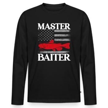 Master Baiter - Wels Catfish Hunter - Männer Premium Bio Langarmshirt - Schwarz - Vorne - Nico (187cm)