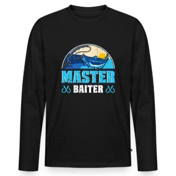 Master Baiter - Wels Catfish Hunter - Männer Premium Bio Langarmshirt - Schwarz - Vorne - Nico (187cm)