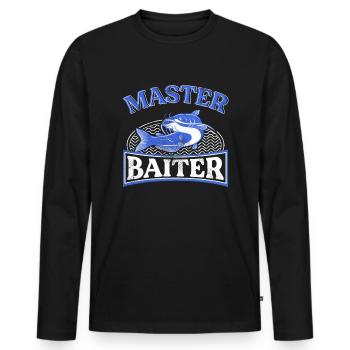 Master Baiter - Wels Catfish Hunter - Männer Premium Bio Langarmshirt - Schwarz - Vorne - Nico (187cm)