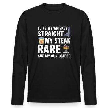 Whiskey Steak Pistolen - US Konservativ Cowboy - Männer Premium Bio Langarmshirt - Schwarz - Vorne - Nico (187cm)