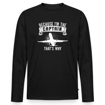 Parce que je suis le commandant de bord Pilot Flight Captain Flyer - T-shirt manches longues Premium bio Homme - noir - Devant - Nico (187cm)