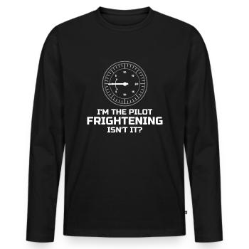 Ich Bin Pilot - Flugkaptiän Passagierflugzeug - Männer Premium Bio Langarmshirt - Schwarz - Vorne - Nico (187cm)
