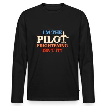 I Am Pilot - Flight Captain Passenger Aircraft - Men's Premium Organic Long Sleeve Shirt - black - Front - Nico (187cm)