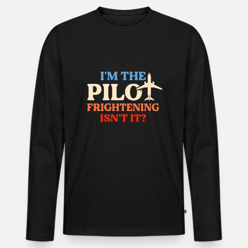 Ich Bin Pilot - Flugkaptiän Passagierflugzeug - Männer Premium Bio Langarmshirt - Schwarz