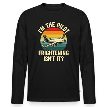 Ich Bin Pilot - Flugkaptiän Passagierflugzeug - Männer Premium Bio Langarmshirt - Schwarz - Vorne - Nico (187cm)