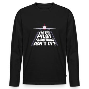 I Am Pilot - Flight Captain Passenger Aircraft - Men's Premium Organic Long Sleeve Shirt - black - Front - Nico (187cm)
