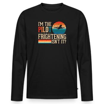Ich Bin Pilot - Flugkaptiän Passagierflugzeug - Männer Premium Bio Langarmshirt - Schwarz - Vorne - Nico (187cm)