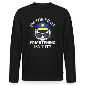 Ich Bin Pilot - Flugkaptiän Passagierflugzeug - Männer Premium Bio Langarmshirt - Schwarz - Vorne - Nico (187cm)
