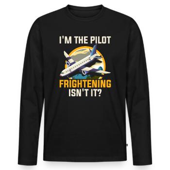 Ich Bin Pilot - Flugkaptiän Passagierflugzeug - Männer Premium Bio Langarmshirt - Schwarz - Vorne - Nico (187cm)