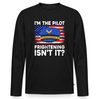 Ich Bin Pilot - Flugkaptiän Passagierflugzeug - Männer Premium Bio Langarmshirt - Schwarz - Vorne - Nico (187cm)
