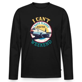 Pilote de ligne Capitaine d’aviation Jumbo Jet - T-shirt manches longues Premium bio Homme - noir - Devant - Nico (187cm)