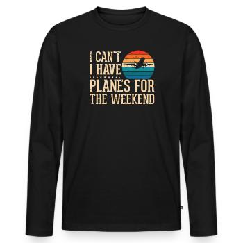 Pilote de ligne Capitaine d’aviation Jumbo Jet - T-shirt manches longues Premium bio Homme - noir - Devant - Nico (187cm)