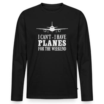 Pilote de ligne Capitaine d’aviation Jumbo Jet - T-shirt manches longues Premium bio Homme - noir - Devant - Nico (187cm)