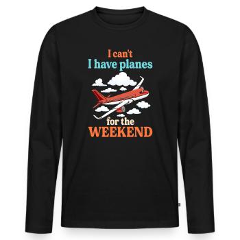 Pilote de ligne Capitaine d’aviation Jumbo Jet - T-shirt manches longues Premium bio Homme - noir - Devant - Nico (187cm)