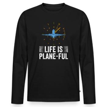 Pilote de ligne Capitaine d’aviation Jumbo Jet - T-shirt manches longues Premium bio Homme - noir - Devant - Nico (187cm)
