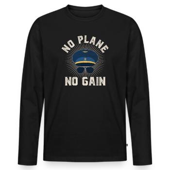 Pilote de ligne Aviation Vol Capitaine Jumbo Jet - T-shirt manches longues Premium bio Homme - noir - Devant - Nico (187cm)