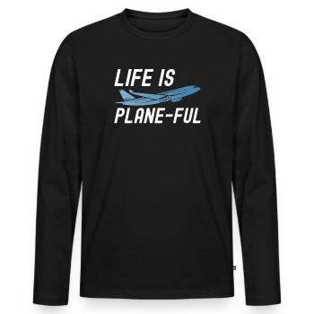 Pilote de ligne Capitaine d’aviation Jumbo Jet - T-shirt manches longues Premium bio Homme - noir - Devant - Nico (187cm)