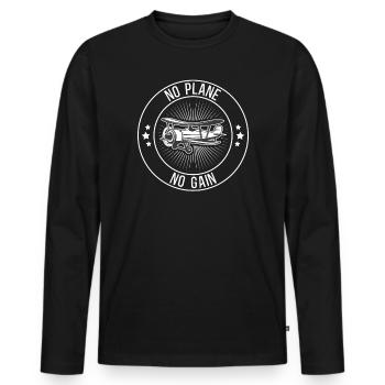 Pilote de ligne Aviation Vol Capitaine Jumbo Jet - T-shirt manches longues Premium bio Homme - noir - Devant - Nico (187cm)