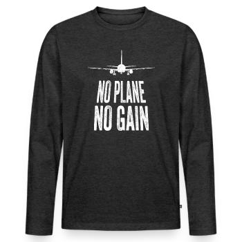 Pilote de ligne Capitaine d’aviation Jumbo Jet - T-shirt manches longues Premium bio Homme - anthracite chiné - Devant - Nico (187cm)