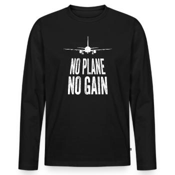 Pilote de ligne Capitaine d’aviation Jumbo Jet - T-shirt manches longues Premium bio Homme - noir - Devant - Nico (187cm)