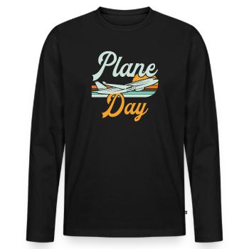 Capitaine pilote de ligne Jumbo Jet - T-shirt manches longues Premium bio Homme - noir - Devant - Nico (187cm)