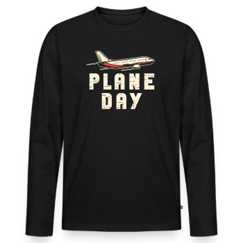 Capitaine pilote de ligne Jumbo Jet - T-shirt manches longues Premium bio Homme - noir - Devant - Nico (187cm)