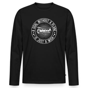 Capitaine pilote de ligne Jumbo Jet - T-shirt manches longues Premium bio Homme - noir - Devant - Nico (187cm)