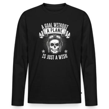 Capitaine pilote de ligne Jumbo Jet - T-shirt manches longues Premium bio Homme - noir - Devant - Nico (187cm)