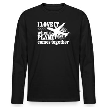 Capitaine pilote de ligne Jumbo Jet - T-shirt manches longues Premium bio Homme - noir - Devant - Nico (187cm)