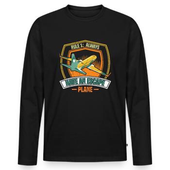 Le capitaine de ligne dit - T-shirt manches longues Premium bio Homme - noir - Devant - Nico (187cm)